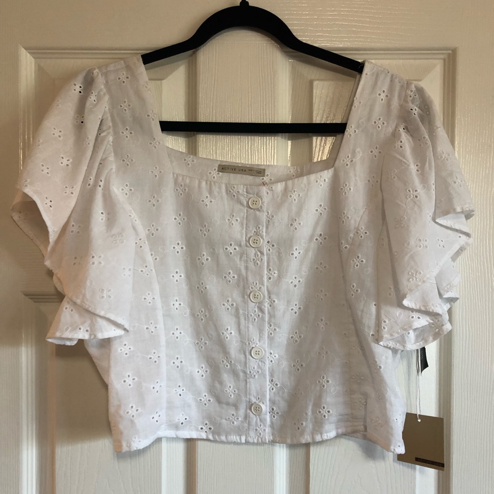 Active USA White Crop Top